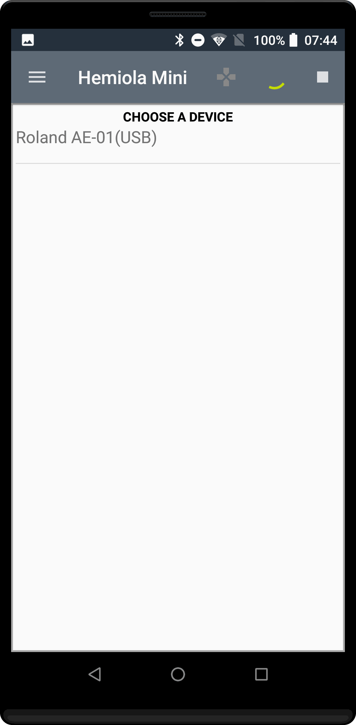 Roland Aerohone Mini - Hemiola Mini app preview - Device Connection