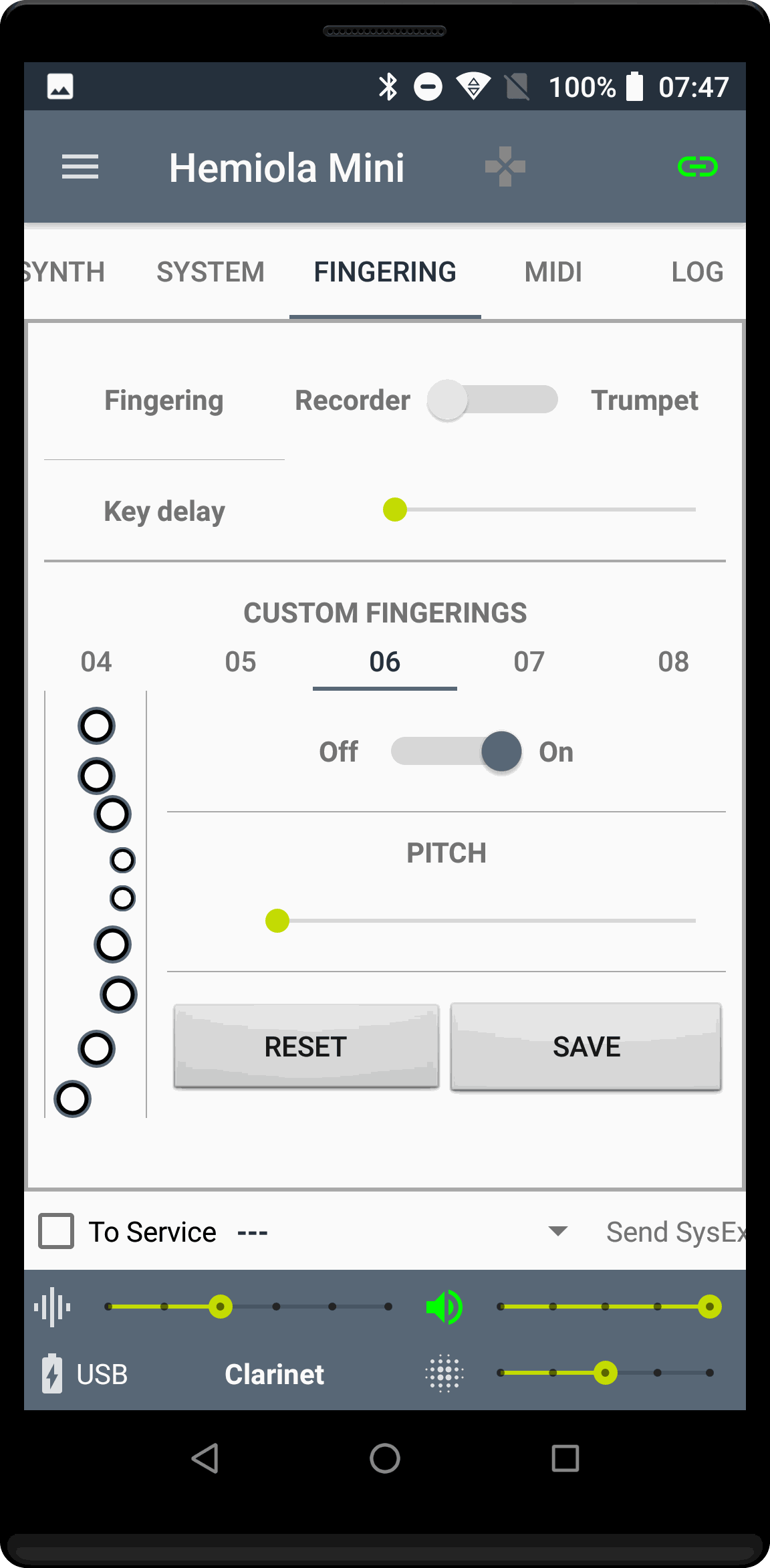 Roland Aerohone Mini - Hemiola Mini app preview - Fingering