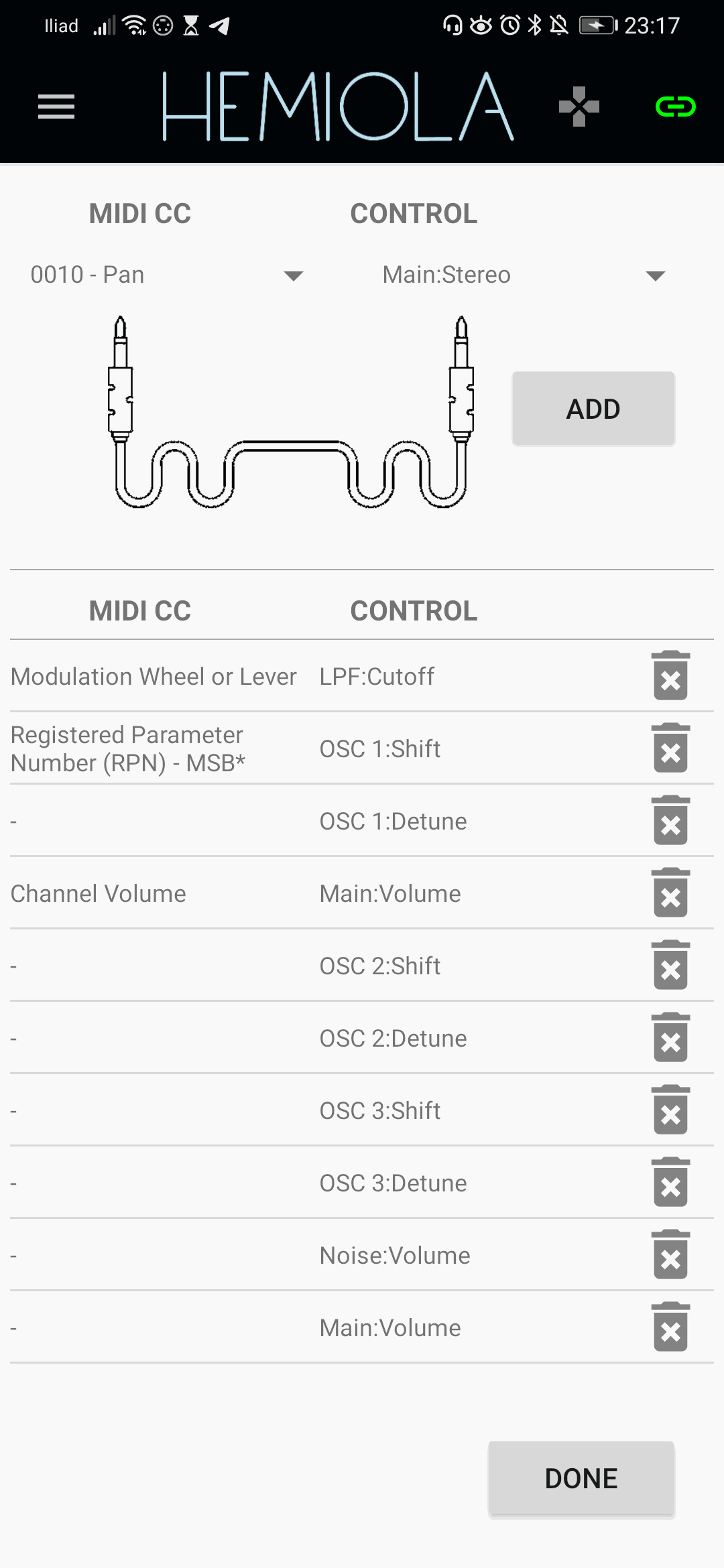 Gianluca Barbaro's Roland Mini Blog - Hemiola Android app - Analog Synth Module - MIDI CC Mapper