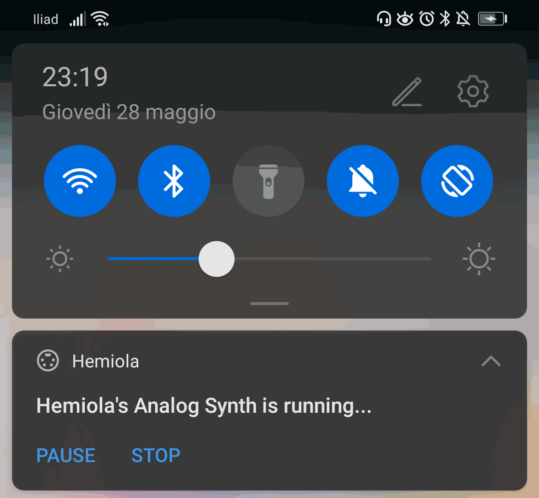 Gianluca Barbaro's Roland Mini Blog - Hemiola Android app - Analog Synth Module - Menu Notification